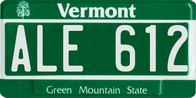 VT license plate ALE612