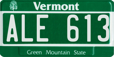 VT license plate ALE613
