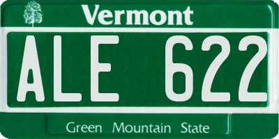 VT license plate ALE622