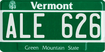 VT license plate ALE626
