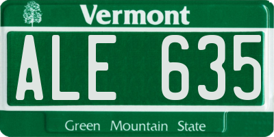VT license plate ALE635