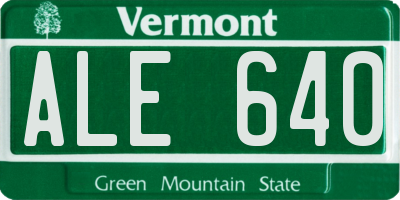 VT license plate ALE640