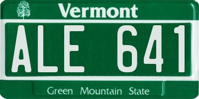VT license plate ALE641