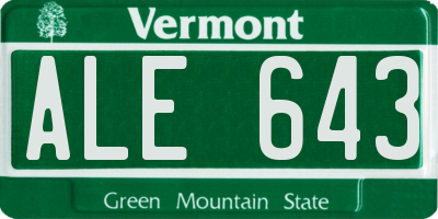 VT license plate ALE643