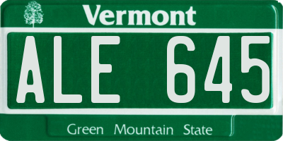 VT license plate ALE645
