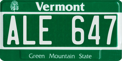 VT license plate ALE647