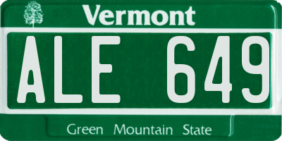 VT license plate ALE649