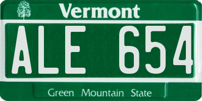 VT license plate ALE654