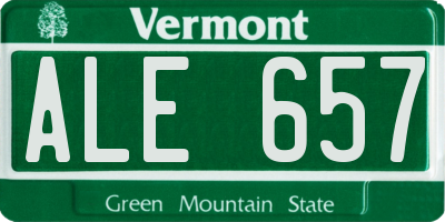 VT license plate ALE657