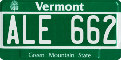 VT license plate ALE662