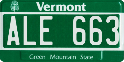 VT license plate ALE663