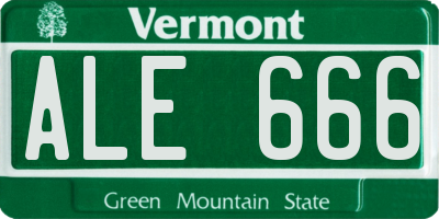 VT license plate ALE666