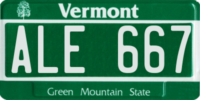 VT license plate ALE667