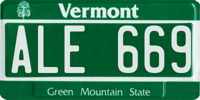 VT license plate ALE669