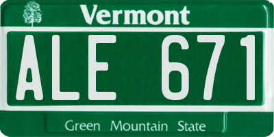 VT license plate ALE671