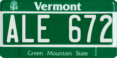 VT license plate ALE672