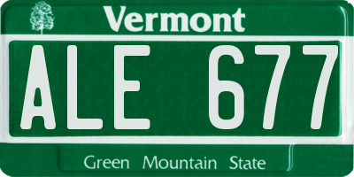 VT license plate ALE677