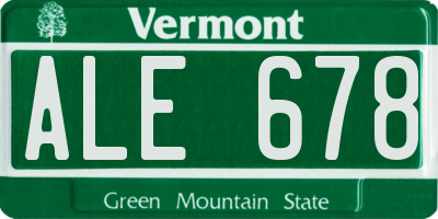 VT license plate ALE678