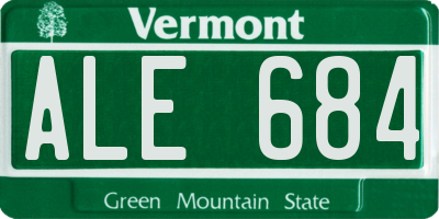 VT license plate ALE684