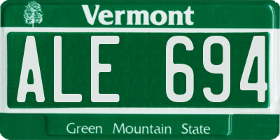 VT license plate ALE694