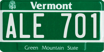 VT license plate ALE701
