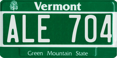 VT license plate ALE704