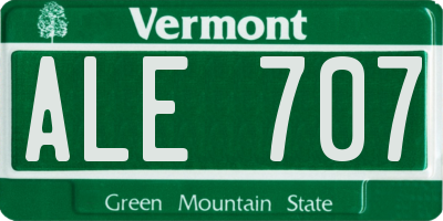 VT license plate ALE707