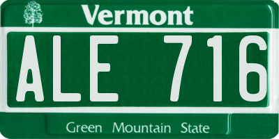 VT license plate ALE716
