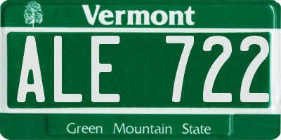 VT license plate ALE722