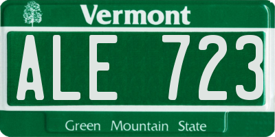 VT license plate ALE723