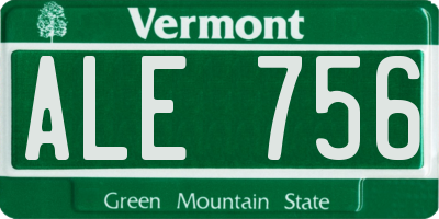 VT license plate ALE756