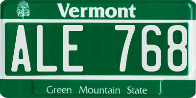VT license plate ALE768