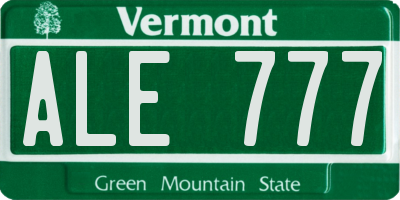 VT license plate ALE777