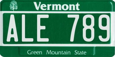 VT license plate ALE789