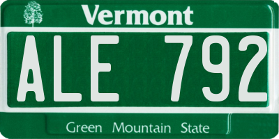 VT license plate ALE792