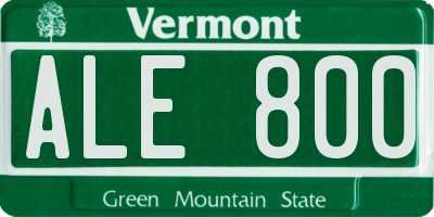 VT license plate ALE800