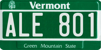 VT license plate ALE801