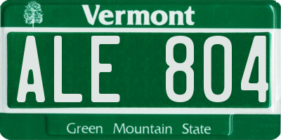 VT license plate ALE804
