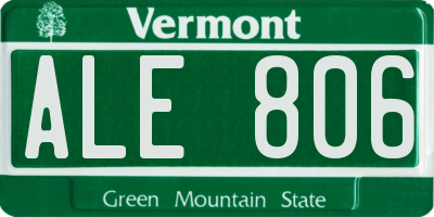 VT license plate ALE806