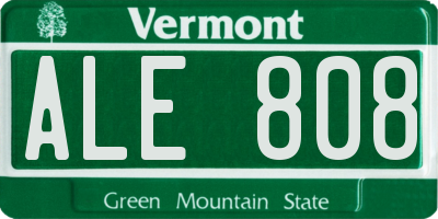 VT license plate ALE808