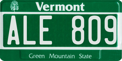 VT license plate ALE809