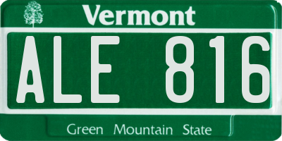 VT license plate ALE816