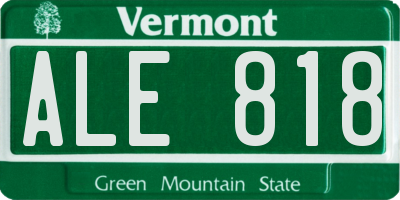 VT license plate ALE818