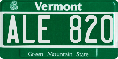 VT license plate ALE820