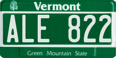 VT license plate ALE822
