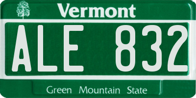 VT license plate ALE832