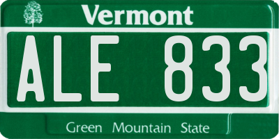VT license plate ALE833