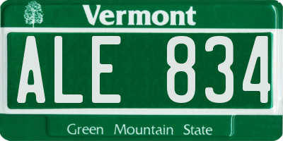 VT license plate ALE834