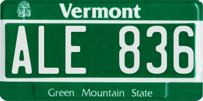VT license plate ALE836