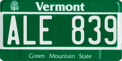 VT license plate ALE839